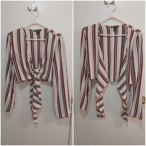 Revamped Premium Collection Striped Longsleeved Tied Top Size Large (L)